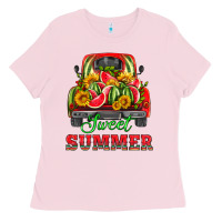 Bubblegum Pink sweet summer watermelon and truck Ladies Tee - HRA Design Shop