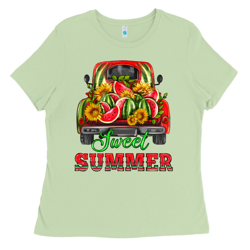 Sweet Summer Watermelon And Truck Ladies Tee by HRA Design Shop | Teevron