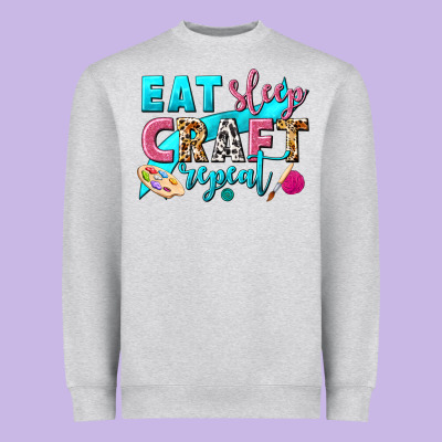 Eat Sleep Craft Repeat Heavyweight Sweatshirt Designed By Nancycooperartshop