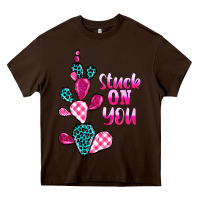 Chocolate Brown stuck on you cactus Heavy Core Tee - BarkalooDesign