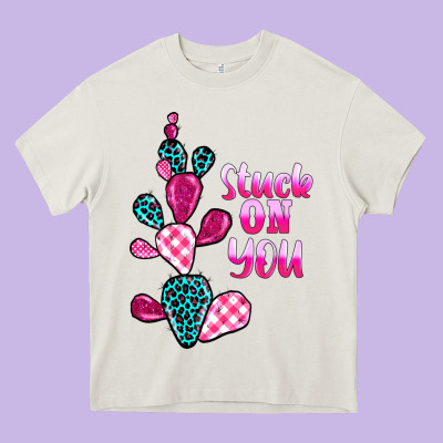 Stuck On You Cactus Heavy Core Tee Designed By Barkaloodesign
