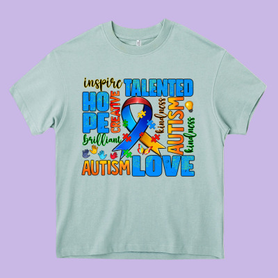 Autism  Words Heavy Core Tee Designed By Adodesignshop