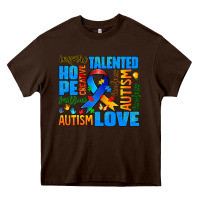 Chocolate Brown autism  words Heavy Core Tee - AdoDesignShop