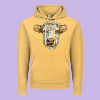 Charolais Bull Face Vintage Hoodie Designed By Lillyallendesigns