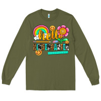 Army Green hello kindergarten Long Sleeve Tee - NancyCooperArtShop