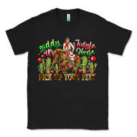 Black Giddy Up Jingle Horse Pick Up Your Feet Classic Tee - CowhideDigitalArt