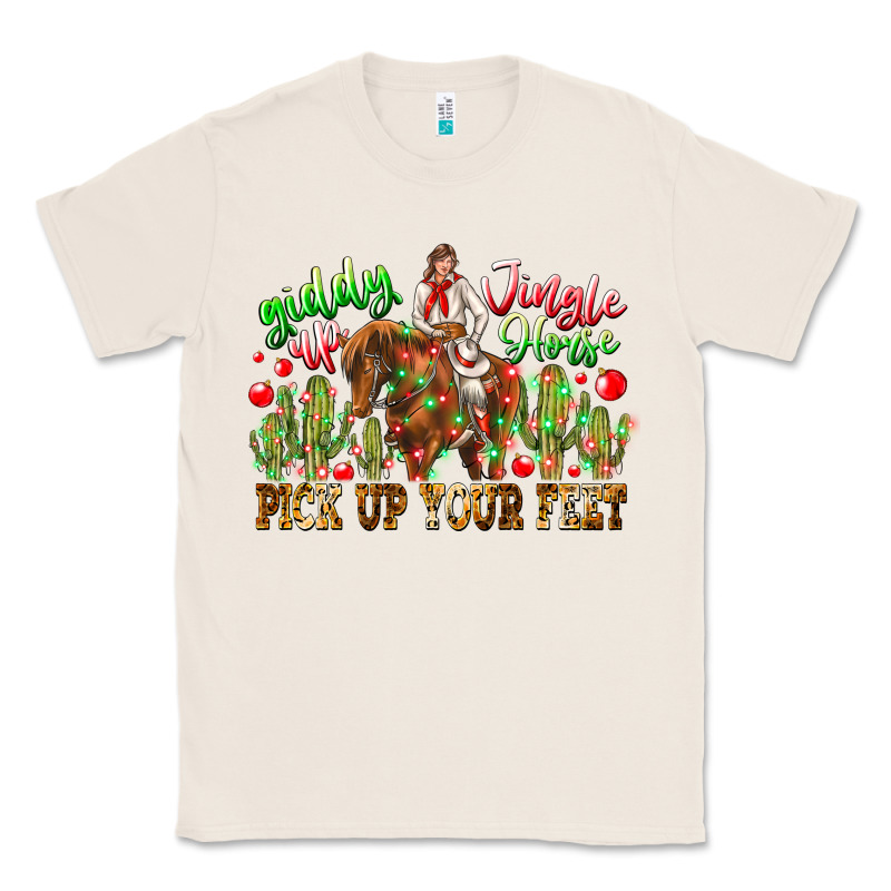 Giddy Up Jingle Horse Pick Up Your Feet Classic Tee by CowhideDigitalArt | Teevron