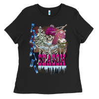 Black freezing season skeleton Ladies Tee - FaDigitalArtStudio