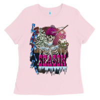Bubblegum Pink freezing season skeleton Ladies Tee - FaDigitalArtStudio