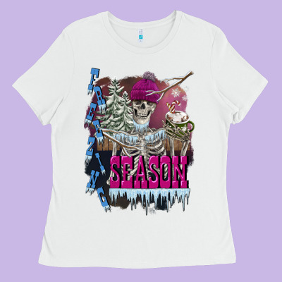 Freezing Season Skeleton Ladies Tee Designed By Fadigitalartstudio