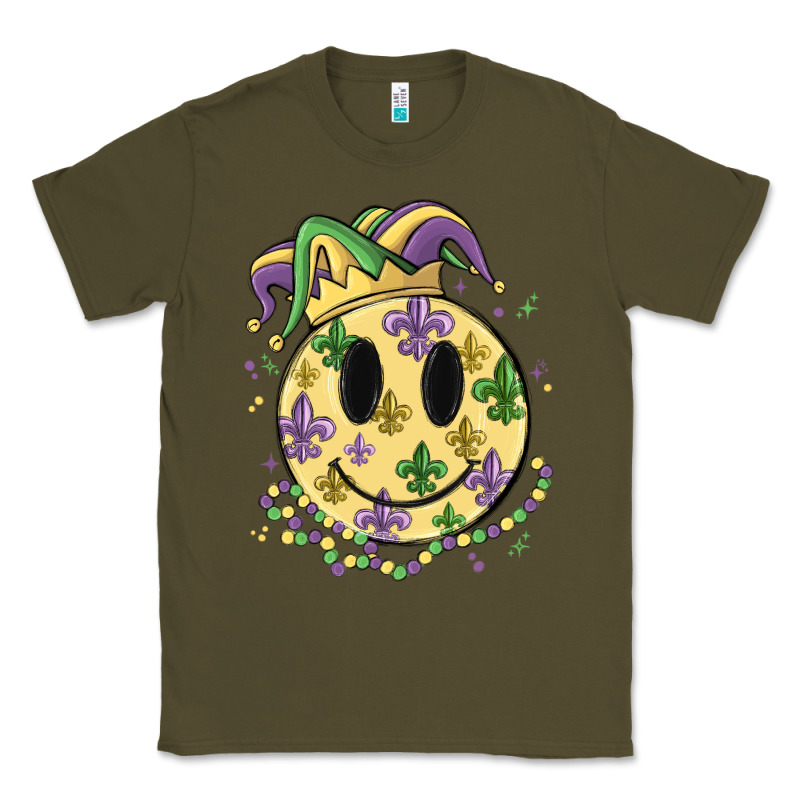 Smiley Face Mardi Gras Classic Tee by MaliasSmallBusiness | Teevron