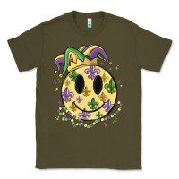 Army Green smiley face mardi gras Classic Tee - MaliasSmallBusiness