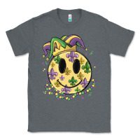 Charcoal Heather smiley face mardi gras Classic Tee - MaliasSmallBusiness