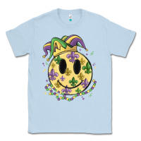 Dusty Blue smiley face mardi gras Classic Tee - MaliasSmallBusiness