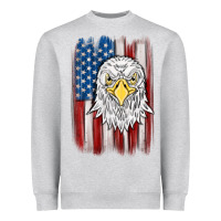 Heather Grey American flag eagle Heavyweight Sweatshirt - MaliasSmallBusiness