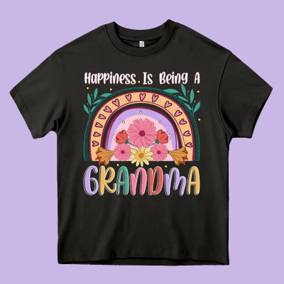 Happiness Is Being A Grandma Heavy Core Tee Designed By Jahusdesignshop