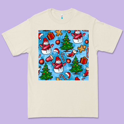Christmas Trees And Snow Seamless Pattern Premium Tee Designed By Bundleandbundleshop