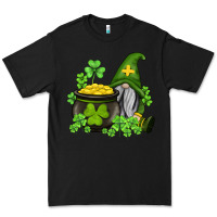 Black st patricks gnome and pot of gold Premium Tee - AdoDesignShop