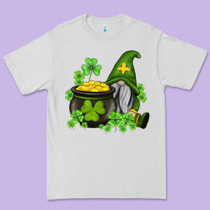 St Patricks Gnome And Pot Of Gold Premium Tee Designed By Adodesignshop