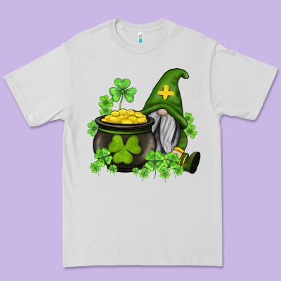 St Patricks Gnome And Pot Of Gold Premium Tee Designed By Adodesignshop
