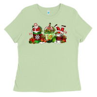 Coffee Cups With Santa Claus Ladies Tee | Teevron