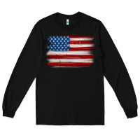 Black american flag distressed background Long Sleeve Tee - MaliasSmallBusiness