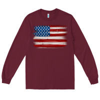 Burgundy american flag distressed background Long Sleeve Tee - MaliasSmallBusiness
