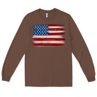 Chestnut american flag distressed background Long Sleeve Tee - MaliasSmallBusiness
