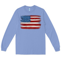 Colony Blue american flag distressed background Long Sleeve Tee - MaliasSmallBusiness
