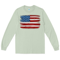 Matcha american flag distressed background Long Sleeve Tee - MaliasSmallBusiness