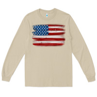 Mushroom american flag distressed background Long Sleeve Tee - MaliasSmallBusiness
