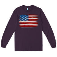 Plum american flag distressed background Long Sleeve Tee - MaliasSmallBusiness