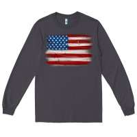 Smoke american flag distressed background Long Sleeve Tee - MaliasSmallBusiness