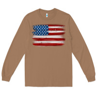 Toasted Coconut american flag distressed background Long Sleeve Tee - MaliasSmallBusiness
