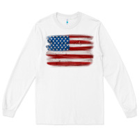 White american flag distressed background Long Sleeve Tee - MaliasSmallBusiness