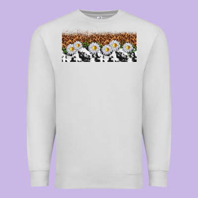 Cowhide Leopard Daisies Premium Sweatshirt Designed By Tumblerdesignbyshophia