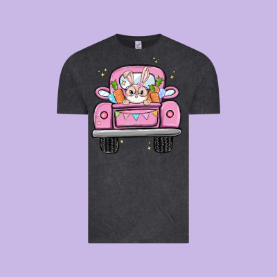 Easter Bunny And Truck Vintage Tee Designed By Maliassmallbusiness
