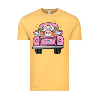 Vintage Mustard easter bunny and truck Vintage Tee - MaliasSmallBusiness
