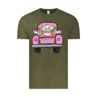 Vintage Olive easter bunny and truck Vintage Tee - MaliasSmallBusiness