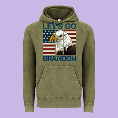 American Bald Eagle Let's Go Brandon Vintage Hoodie Designed By Jasminsmagicworld