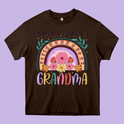 Happiness Is Being A Grandma Heavy Core Tee Designed By Jahusdesignshop