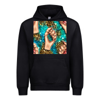 Black nail art with leopard and turquoise  gemstone seamless pattern bbs Urban Hoodie - BundleAndBundleShop