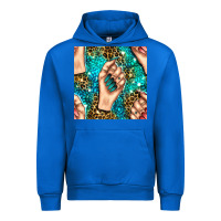 Cobalt nail art with leopard and turquoise  gemstone seamless pattern bbs Urban Hoodie - BundleAndBundleShop