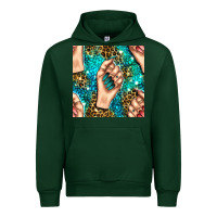 Forest Green nail art with leopard and turquoise  gemstone seamless pattern bbs Urban Hoodie - BundleAndBundleShop