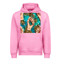 Fuchsia Pink nail art with leopard and turquoise  gemstone seamless pattern bbs Urban Hoodie - BundleAndBundleShop