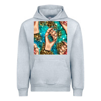 Heather Grey nail art with leopard and turquoise  gemstone seamless pattern bbs Urban Hoodie - BundleAndBundleShop