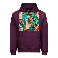 Mauve Wine nail art with leopard and turquoise  gemstone seamless pattern bbs Urban Hoodie - BundleAndBundleShop