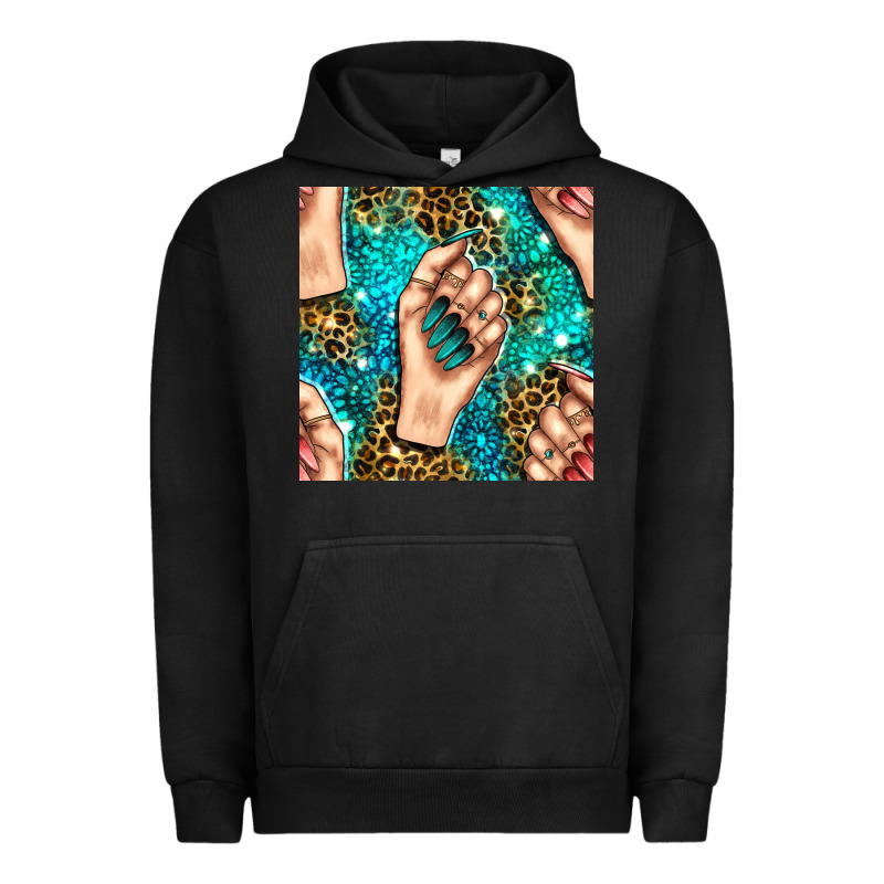 Nail Art With Leopard And Turquoise  Gemstone Seamless Pattern Bbs Urban Hoodie by BundleAndBundleShop | Teevron