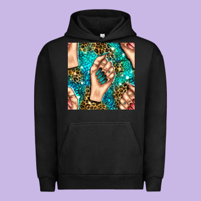 Nail Art With Leopard And Turquoise  Gemstone Seamless Pattern Bbs Urban Hoodie Designed By Bundleandbundleshop