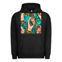 Pigment Black nail art with leopard and turquoise  gemstone seamless pattern bbs Urban Hoodie - BundleAndBundleShop